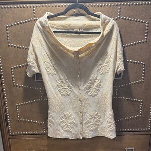 Anthropologie Cream Floral Blouse